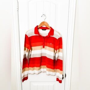 Renoma Sports Striped Polo Long Sleeve Top Size 100 (L 12/14)